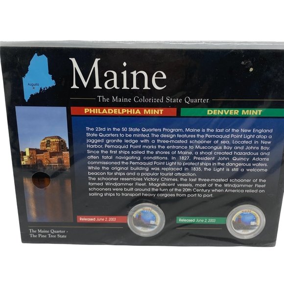 MAINE (ME) Colorized State Quarter NEW Philadelphia & Denver Mint - Picture 1 of 2